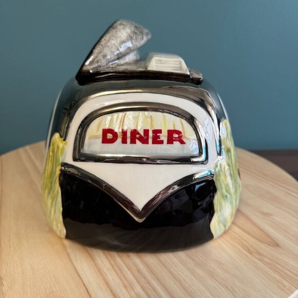 Vintage Henry Cavanagh Harrys Diner Ceramic Cookie Jar Retro Black & White EUC - Picture 4 of 9